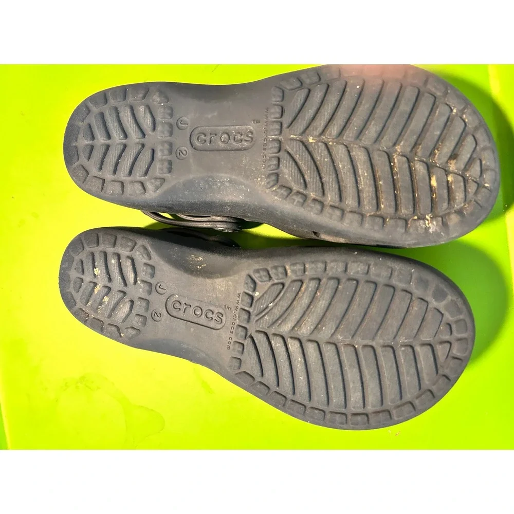 Crocs Shayna Mary Jane Clogs Kids Size J2 Navy Blue Girls Slip On Shoes 11215